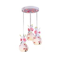 modern romantic pastoral lantern fashion home led dinner chandelier dining room glass chandelier three end bar lighting