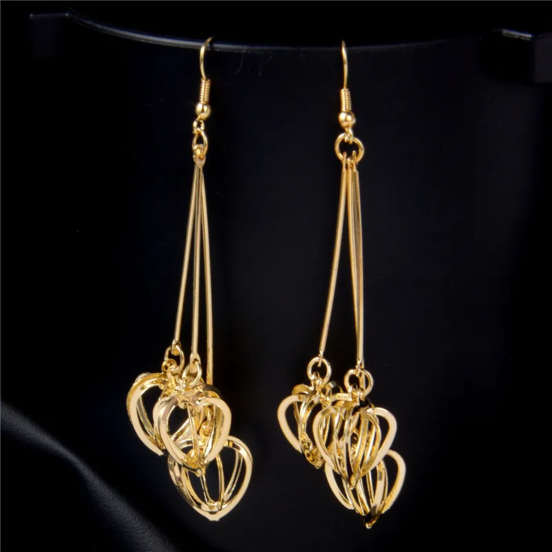 H:HYDE Bohemia Style Long Earrings for Women Heart Design Gold Color Drop Dangle Jewelry oorbellen | Украшения и аксессуары