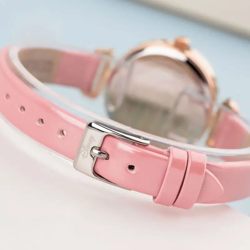 Часы женские кварцевые с Микки Маусом изящные круглые кожаным ремешком подарок