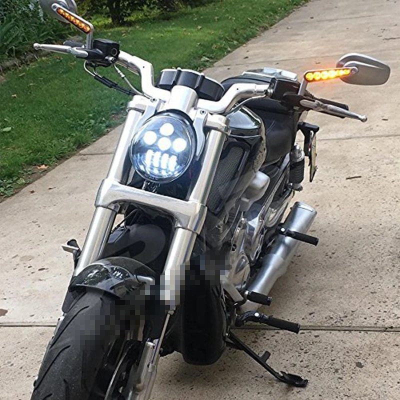 Мотоцикл светодиодный фары черный или Chrome спинка для Harley V штанга vrosca фара VRSC ROD