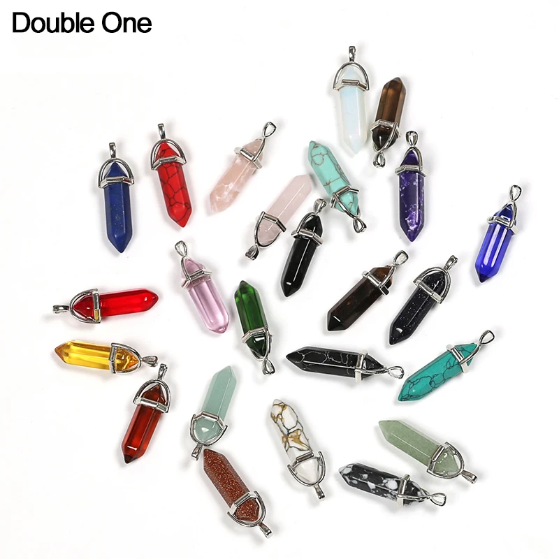 Подвески чакры с заостренным узором 24 шт. шестиугольные кварцевые кристаллы