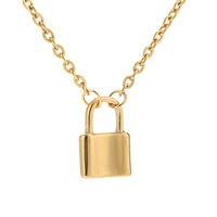 1pcs 316l stainless steel gold color small lock pendant necklace chains wholesale for women men diy jewerly making
