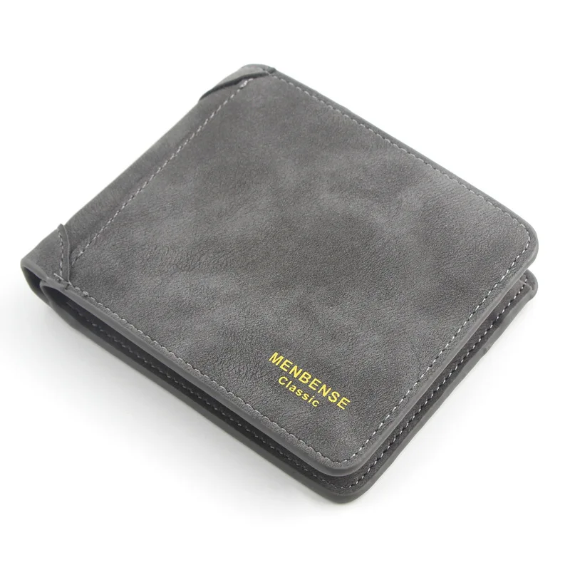 Dark Gray MenBense мужской кошелек тонкий короткий кошелек Винтаж без молнии Твердые кожаные кошельки Кошелек для монет держатель карты Carteira - Цвет: Dark Gray