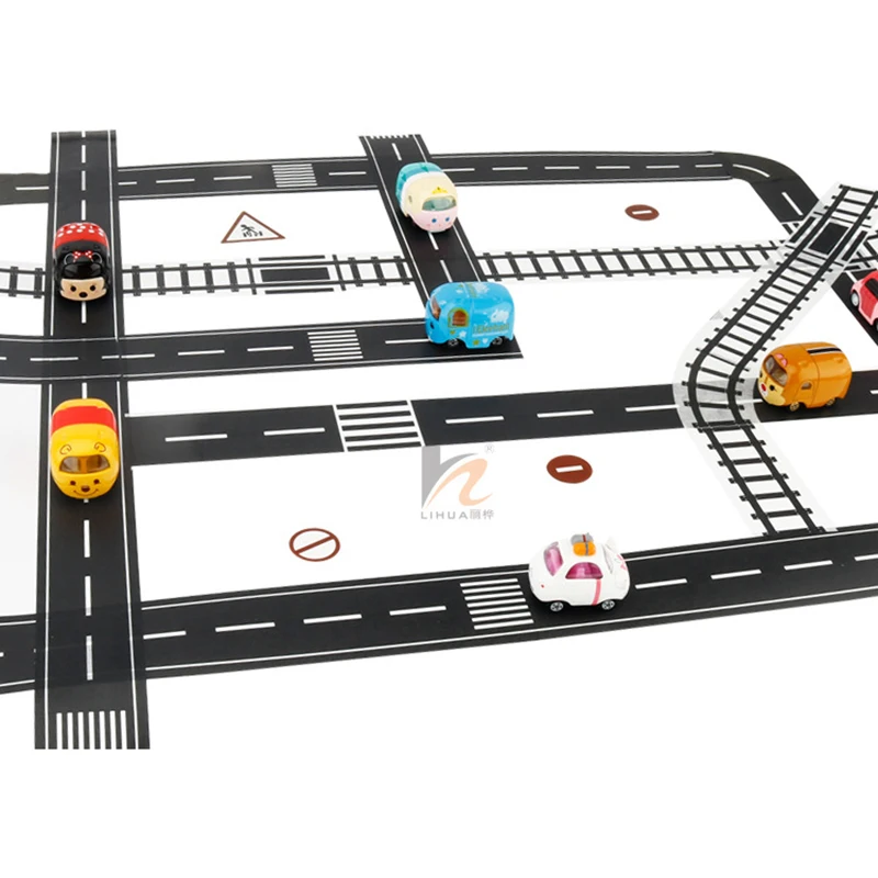 Play Road Tape для игрушечных автомобилей и поездов 3 рулона 4 8 см x 5 м прямой кривой