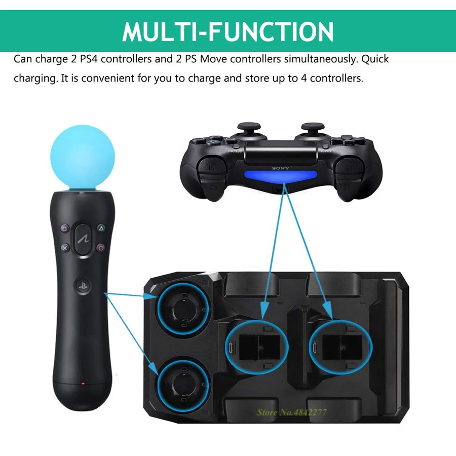 PS4 Slim Pro PS VR Move контроллер зарядное устройство Подставка зарядная док-станция для sony Playstation 4 Play станция 4 PS 4 PSVR Move аксессуары