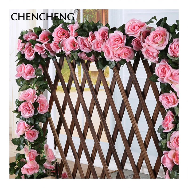 CHENCHENG 2 шт./лот искусственный шелк роза поддельные цветы лоза ротанга настенный
