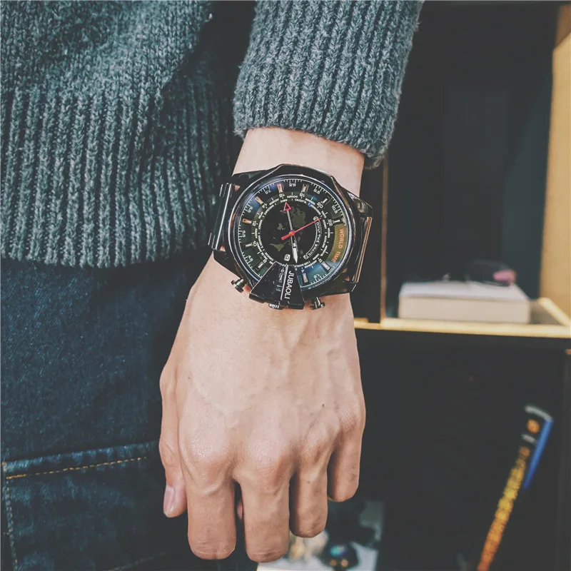 Часы мужские армейские спортивные кварцевые с большим циферблатом полностью из