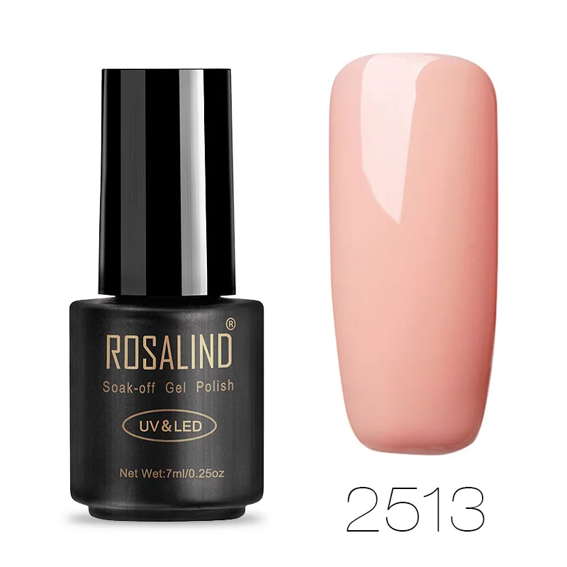 ROSALIND, 7 мл, лак для ногтей, телесный, серый, красный, чистый цвет, гель-лаки для нейл-арта, полуперманентный, УФ, замачиваемый, гель, маникюрный лак - Цвет: 2513