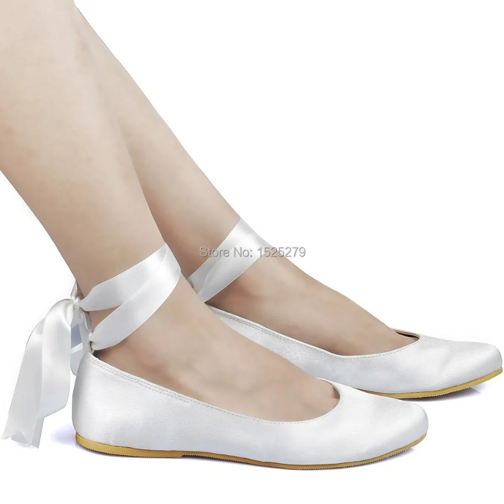 Женские свадебные туфли на плоской подошве белого цвета и слоновой кости удобные