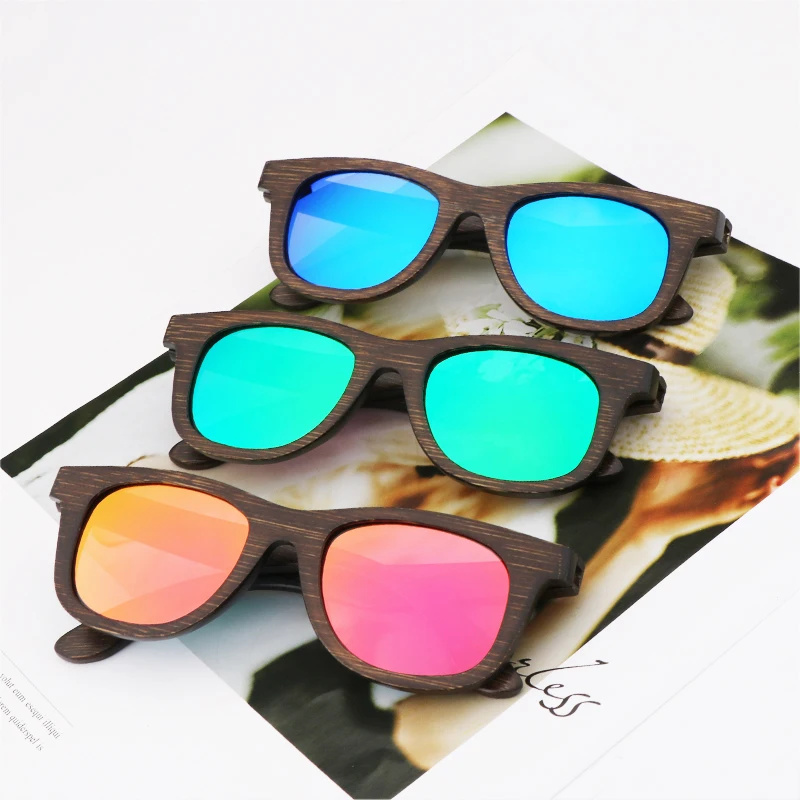 

New Kids Fashion Trendy Sunglasses Coated with Bamboo Palm Bamboo Wood Glasses TAC Lens UV400 Sunglasses