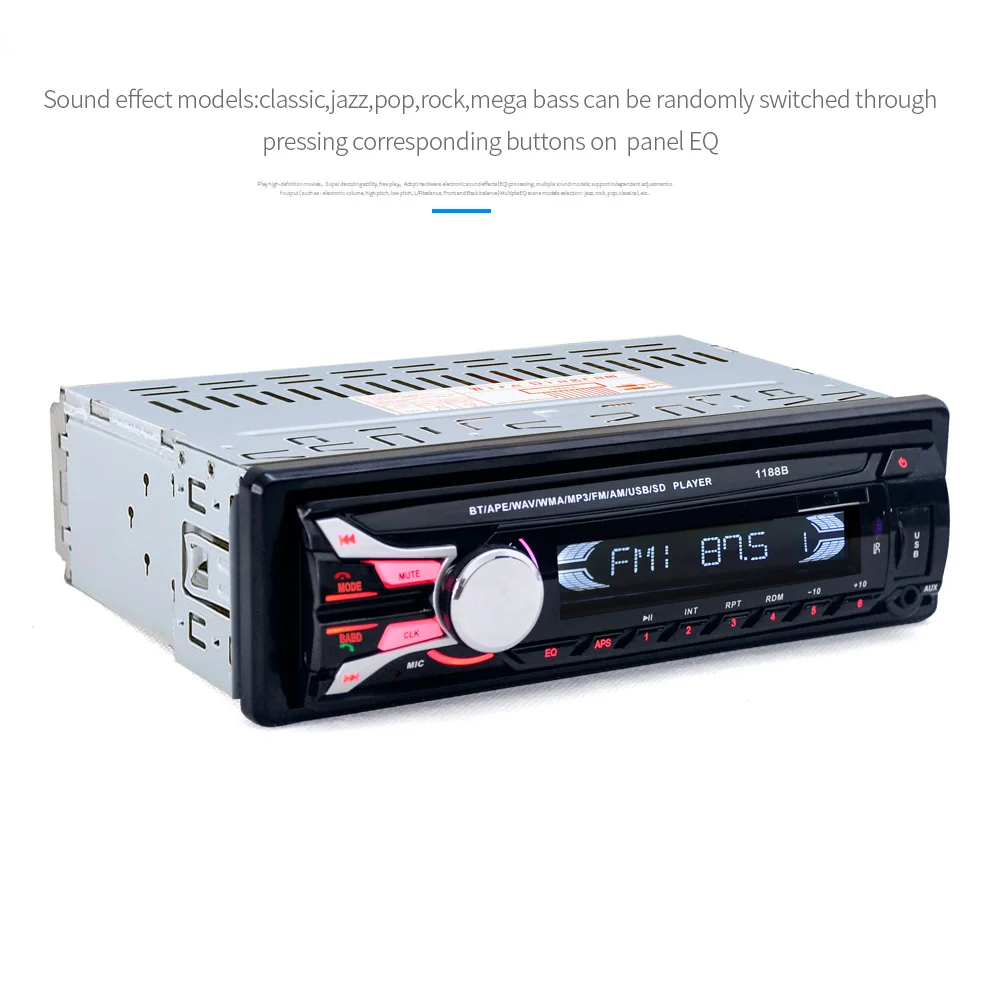 Автомобильный стерео 1Din автомобиль радио 12 V Автомобильный MP3-плеер Bluetooth V2.0 спереди Панель Авто аудио стерео USB Hands-free 1 DIN Авторадио