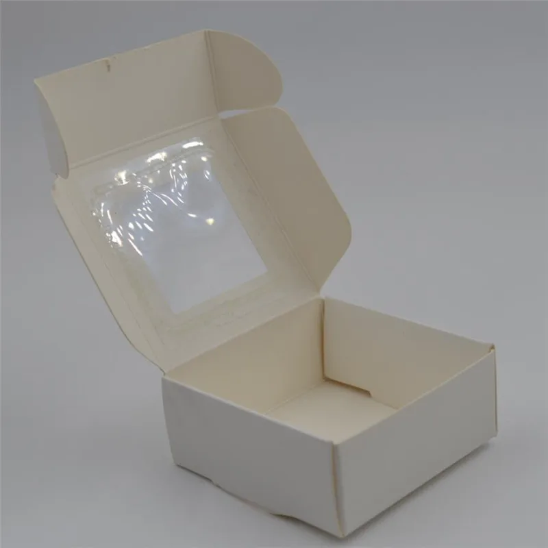 7X7X7cm белая крафт коробка с окном бумага Свадебная конфетная квадратные крафтовые