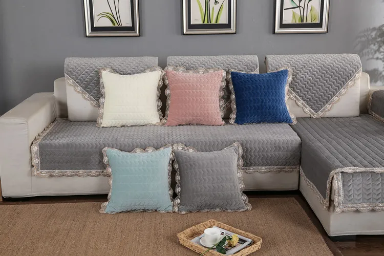 Winter Thicken Plush Sofa Cover Cushion Simple Modern Living Room Pure Color Couch Cover Sofa Towel Home Decoration