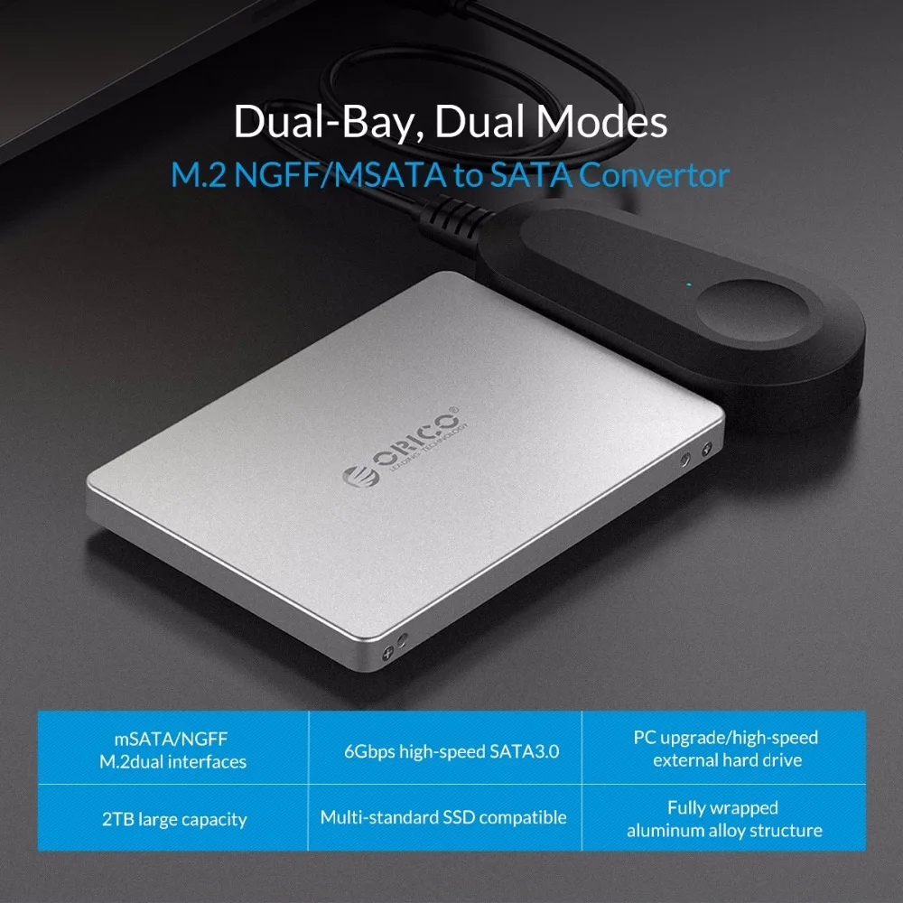 Конвертер ORICO M.2 NGFF/MSATA SATA B Key для SATA3.0 до 6 Гбит/с сделай сам с полным корпусом