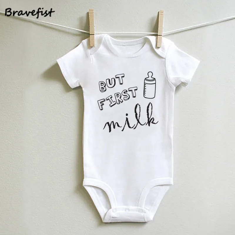 2018 белый Детские боди для новорожденных но во первых с надписью MILK (печати