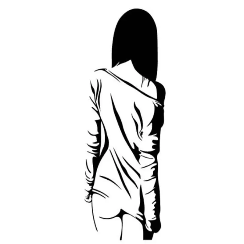 Black Sexy Woman Back View Portrait Wall Sticker Bedroom Living Room Decoration Wallpaper Carved Removable Vinyl Art Decals | Дом и сад