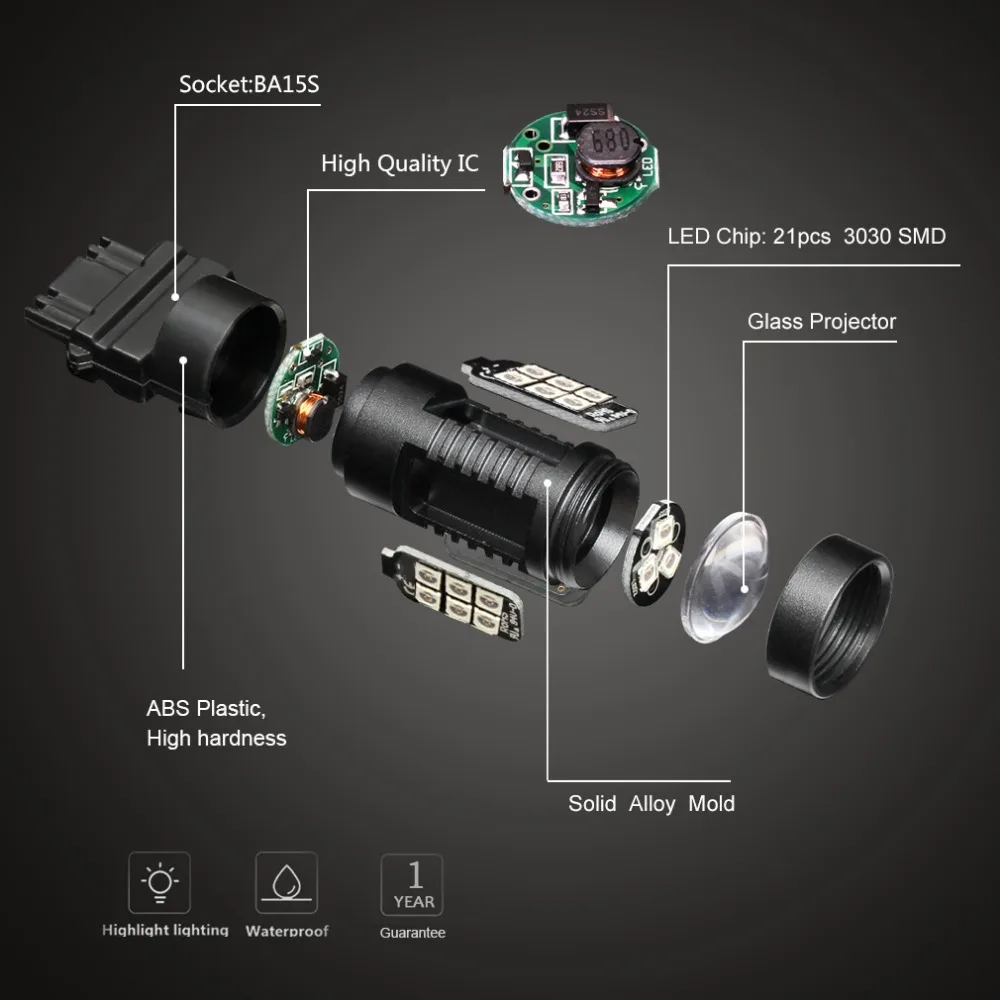 2x светодиодный автомобиль T25 3157 p27 / 7w лампы 21SMD Белый Красный Янтарный