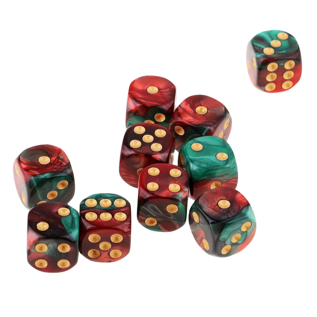 MagiDeal 10 шт 6-кости Набор Яркий Цвета 16 мм игра в кости многогранные кости для настольных игр Казино Подарки обучения
