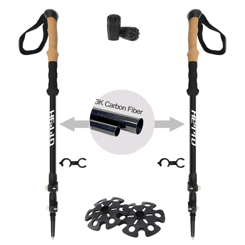 2 шт. карбоновые походные палки с пробковой ручкой прочные трости