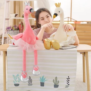 Милый лебедь и фламинго, плюшевые игрушки с короной, животные, плюшевые игрушки, детские игрушки, детские игрушки, домашний декор