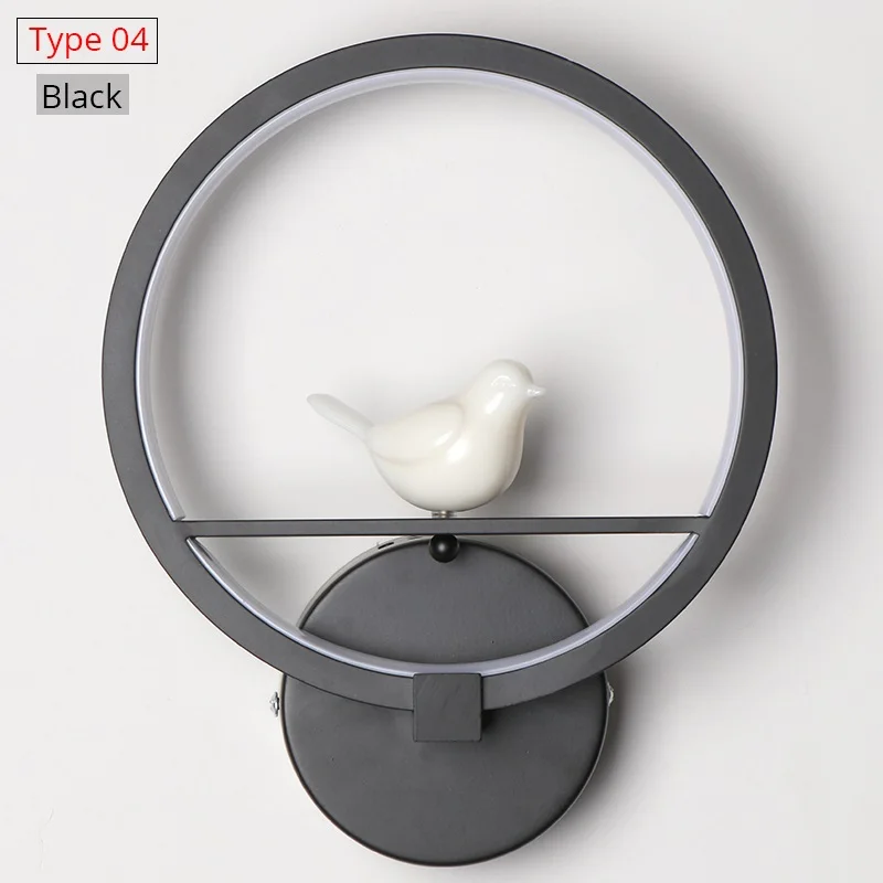 Type 04 Black Светодиодный настенный светильник с регулируемой яркостью 2,4G RF с дистанционным управлением, настенный светильник с регулируемой яркостью для спальни, декоративное освещение, лестничное бра - Цвет абажура: Type 04 Black