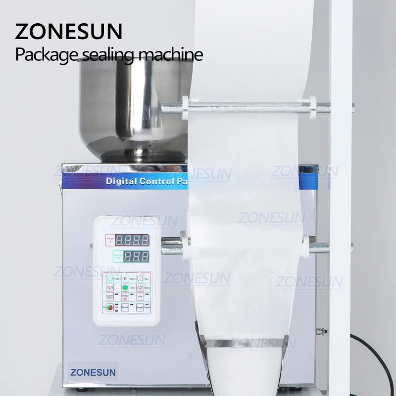 ZONESUN автоматическая упаковочная машина для взвешивания пищевых кофейных зерен, пакетик для порошка, трехсторонняя упаковочная машина с датой, принтер