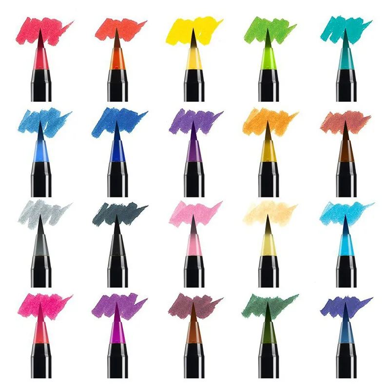

20 Colors Set Soft Watercolor Brush Pen Artists Sketch Drawing Calligraphy Pens Writing Stationery Art Painting Supplies