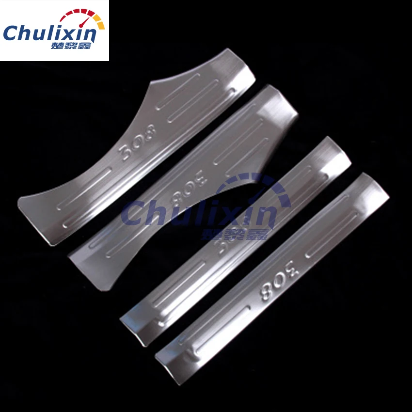 

Stainless steel car stickers of Door Sill Scuff Plate for 2012 2013 2014 Peugeot 308 4pcs/lot car styling