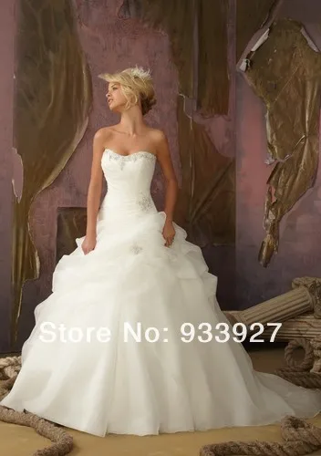 vestido de noiva 2014 Latest Sweetheart Ruffle Beaded Organza Fuffle Bridal Ball-Gown Wedding Dress Customer Made | Свадьбы и