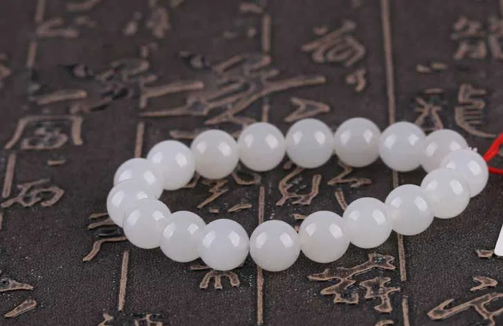 

fine jewelry 6-12mmHetian jade white jade road link bracelet. with Certified free shipping