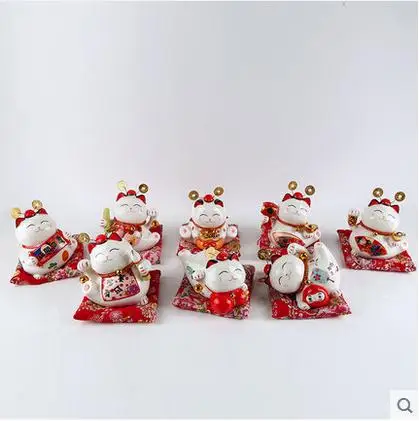 Керамический манэки нэко  Копилка домашний декор ремесел украшения комнаты