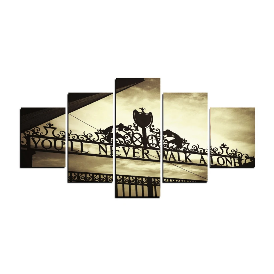 

Canvas HD Printed Posters Home Decor 5 Pieces You Will Never Walk Alone Paintings For Living Room Wall Art Pictures