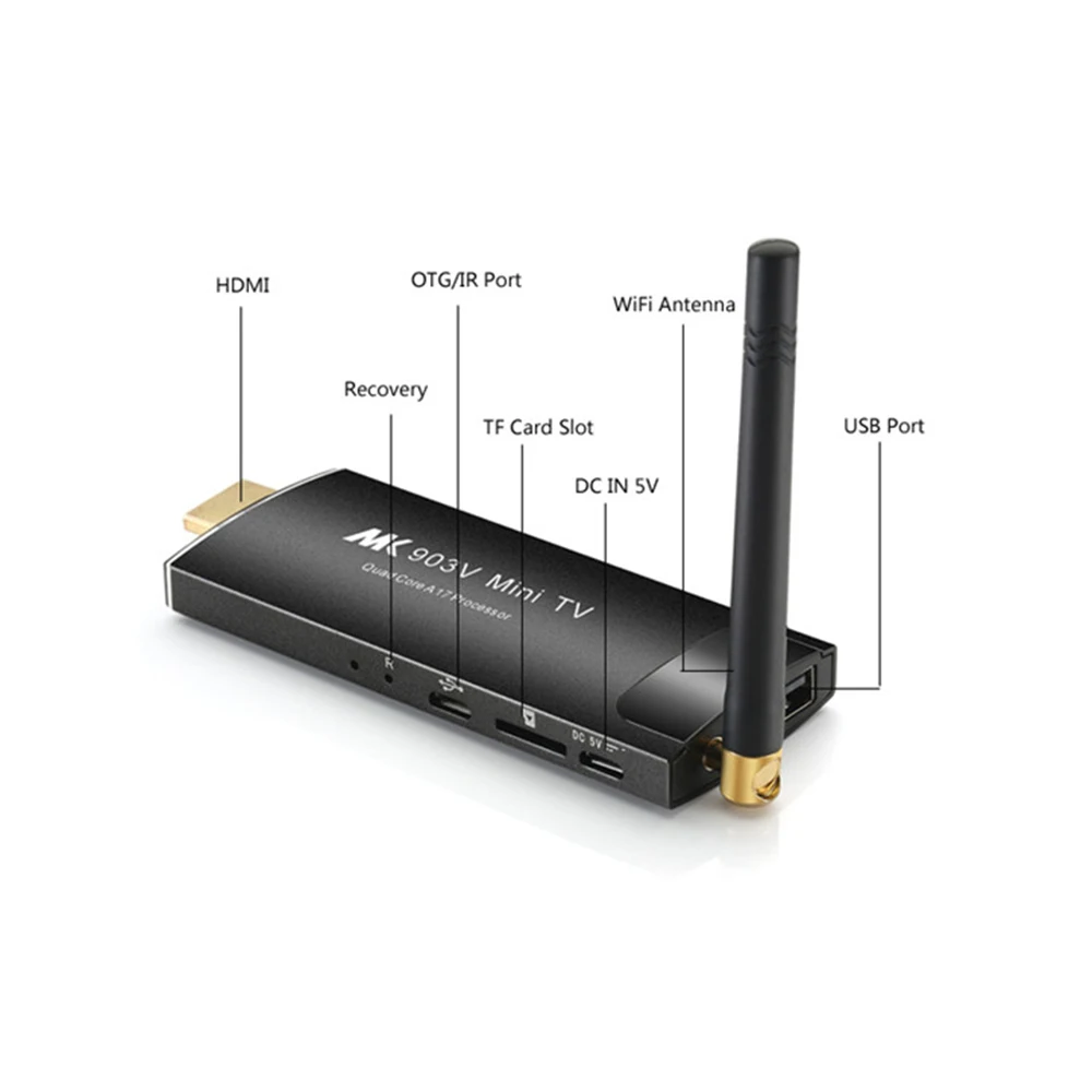 MK903V Смарт ТВ приставка Android RK3288 четырехъядерный 2 Гб ОЗУ 8 ПЗУ 4 к HD H.265 ключ г/5 ГГц