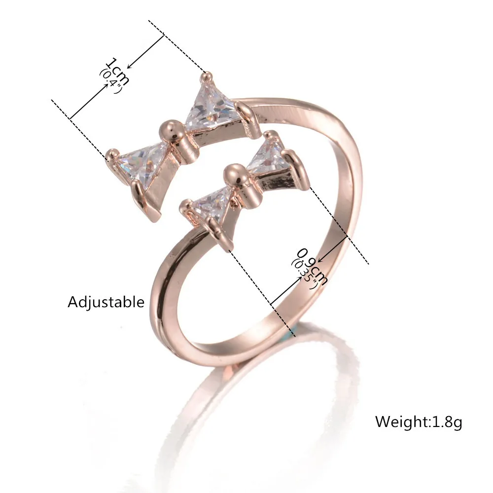 Изысканный с милым бантом Кольца открытым Размеры золото/посеребренные