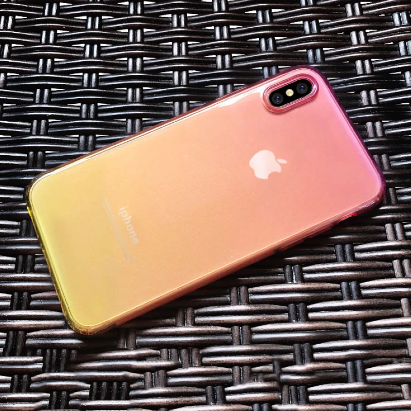 Ударопрочный ультратонкий градиентный цветной Мягкий ТПУ чехол для iPhone 6 6s 7 8 Plus X 10, Задний защитный чехол для телефона s