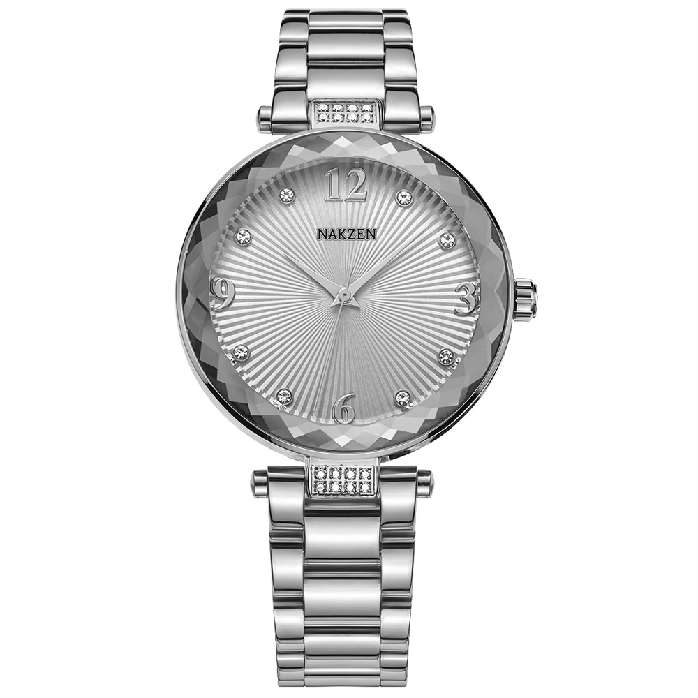 NAKZEN Women Crystal Gold Watch Ladies Famous Top Brand Luxury Quartz Wristwatch Female Clock Montre Femme Relogio Feminino