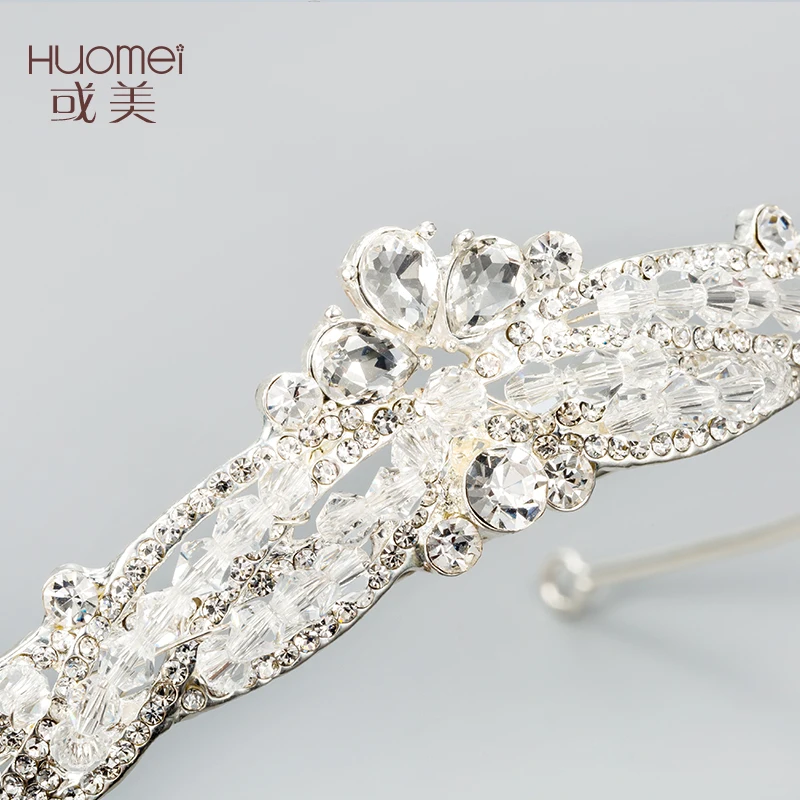 Luxurious Wedding Jewelry Handmade Bridal Crowns Tiaras Silver Headpiece Elegant Crystal Rhinestone Headwear Accessories Huo Mei |