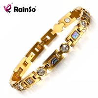 rainso bio energy bracelet with 3 smart buckles magnet bracelet health care elements gold bracelets for women girlfriend gift