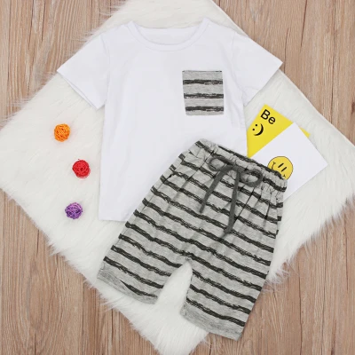 Серый Boys Suits Cartoon Summer Boys Clothes T-shirts Shorts New Children Clothing Set Cotton Kids Outfits For 2 3 4 5 6 7 Years - Цвет: Серый