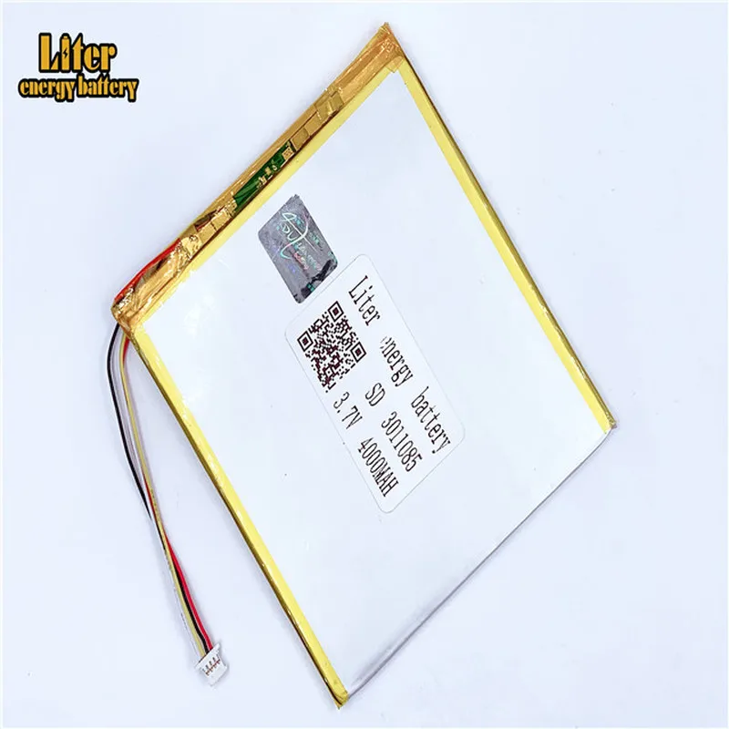 

Литий-полимерная аккумуляторная батарея 1,0-4P 3,7 в 3011085 4000 мАч для MP5 GPS DVD электронной книги планшета ПК видеогеймпада