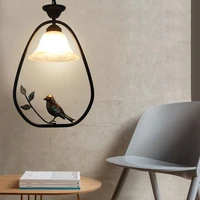 new chinese iron pendant lamp creative bird nordic corridor bedroom decorative glass lampshade e27 bulb lighting lamp