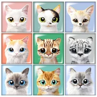 beauty lovely cartoon cats 12mm20mm25mm30mm square glass cabochon flat back diy jewelry findings components fb0300