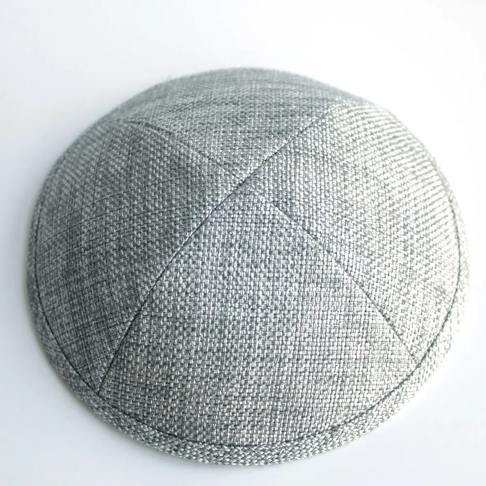 Серебристо серый льняной kippot еврейский Yarmulke Kippah Kippot 17 см колпачки черепа для