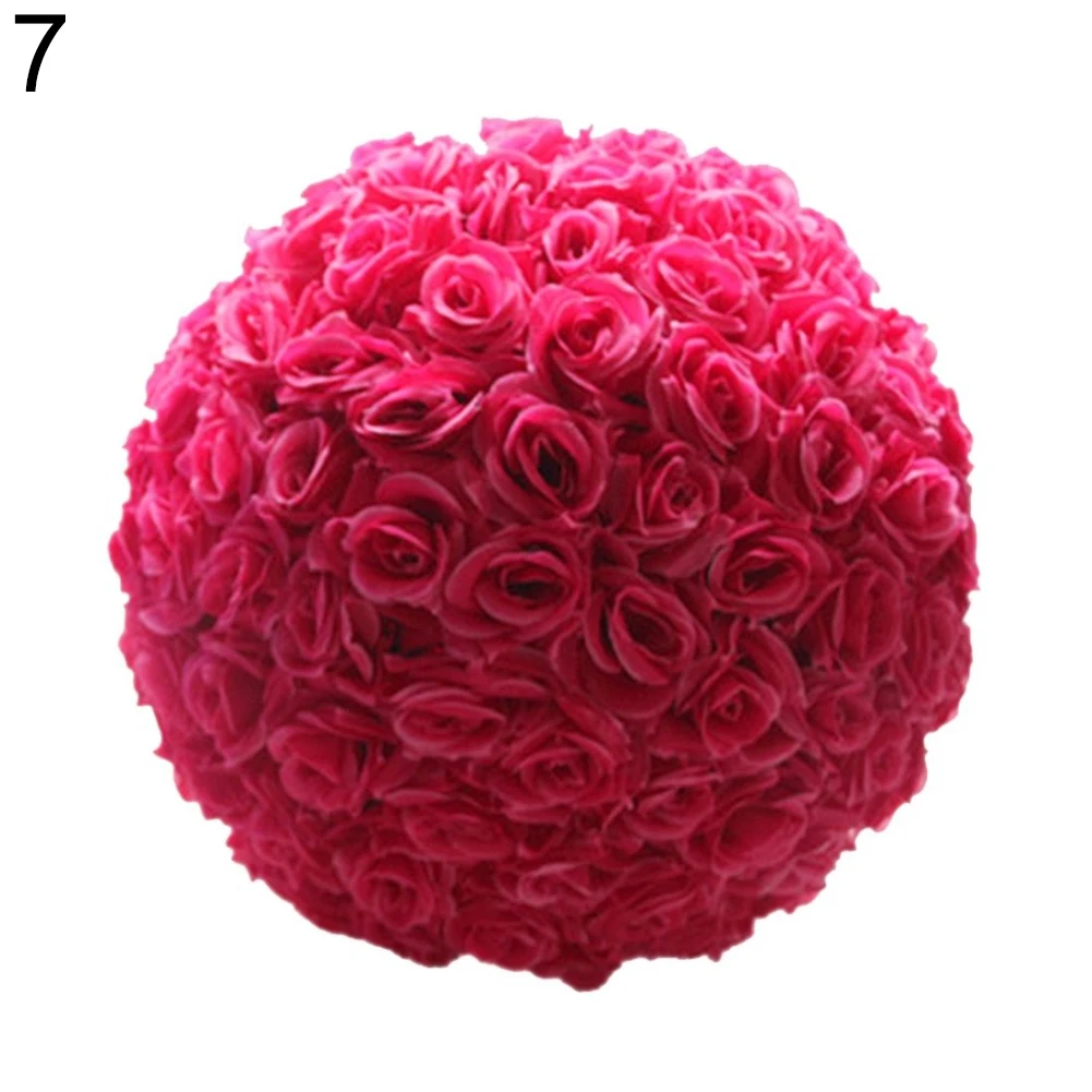 Dark Pink Горячая распродажа! 8 дюймов Свадебный Искусственный Розовый Шелковый цветок шар висячие украшения центральный Прямая - Цвет: Dark Pink