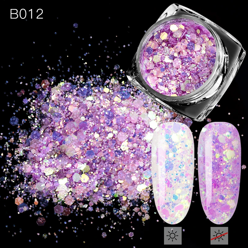 

1 Box Nail Glitter Flakes Sparkly 3D Hexagon Colorful Sequins Spangles Polish Manicure Nails Art Decorations