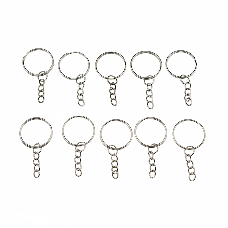 

10pcs/lot Color Keyring Keychain Split Ring with Short Chain Key Rings Jewelry Findings DIY Circle Key Chains Accessories