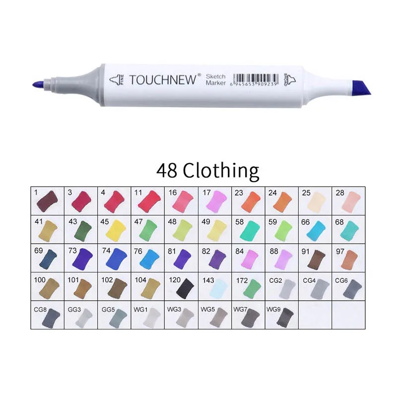 white 48 Clothing Touchnew Набор цветных копировальных маркеров спиртовые ручки, маркеры для рисования товары для рукоделия кисть манга для рисования акриловый дизайнерский набор ручек для студентов - Цвет: white 48 Clothing