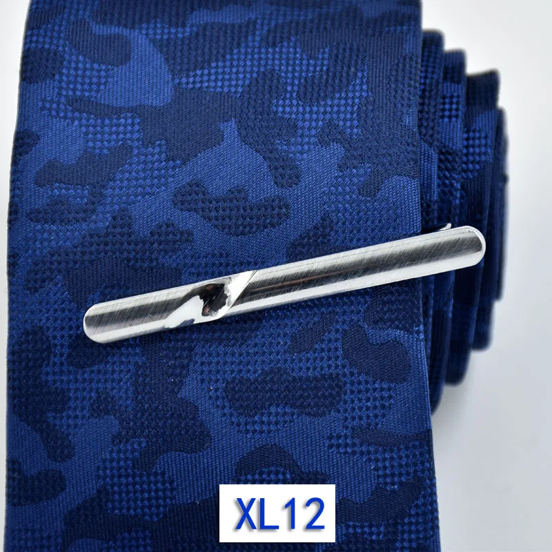 XL12 Простой металлический Серебряный зажим для галстука для мужчин Свадебный галстук застежка зажим для галстука джентльмен галстук бар блестящая резинка булавка для мужчин s подарок Hanukka - Окраска металла: XL12