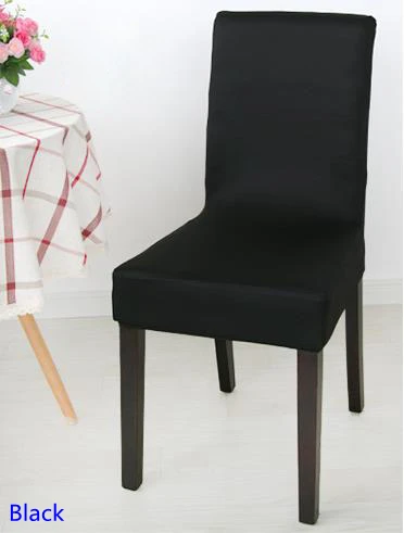 

Black Colour Spandex Lycra Chair Cover Fit For Square Back Home Chairs Wedding Party Home Dinner Decoration Half Cover