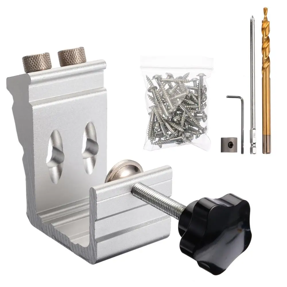 Pocket Hole Puncher Jig Kit Angle Drill Guide Set for Wood Saw Step Bits Screwdriver Bit with Plugs Screws | Инструменты